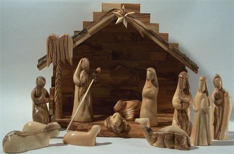 the nativity scene is made out of wood