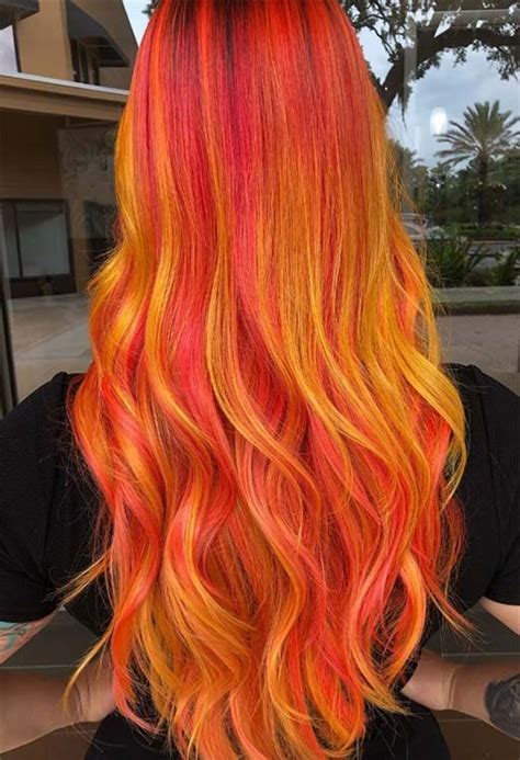 sunset orange hair color - Hilaria Diamond