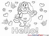 Puppy printable Hello Coloring Sheets sketch template