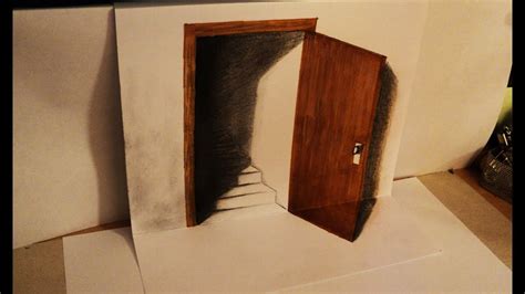 How to draw - anamorphic draw 3d illusion door - YouTube