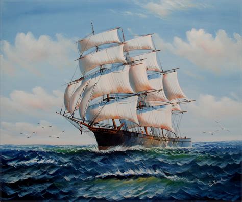 Sailing Ship 12, Quality Hand Painted Oil Painting 20x24in | eBay