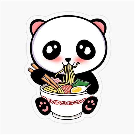 "Panda Eating Ramen Cute Kawaii Noodles" Sticker for Sale by ButterflyX | Cute panda wallpaper ...