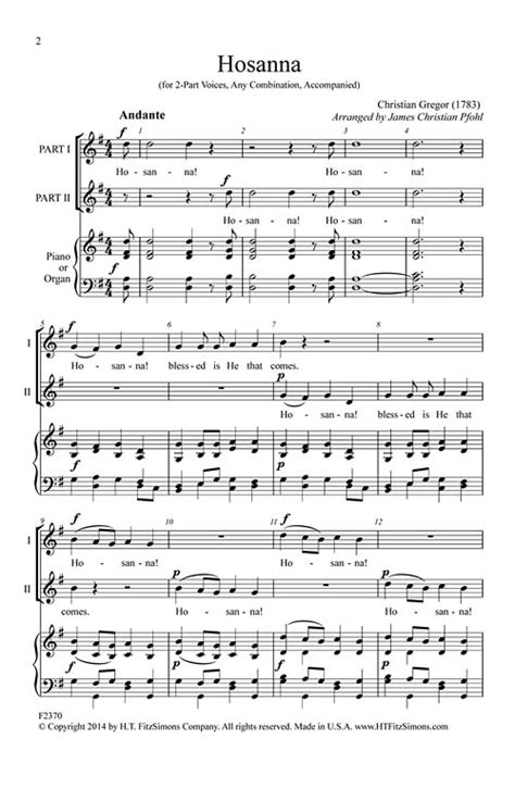 Hosanna Sheet Music by James Christian Pfohl (SKU: 00123487) - Stanton ...