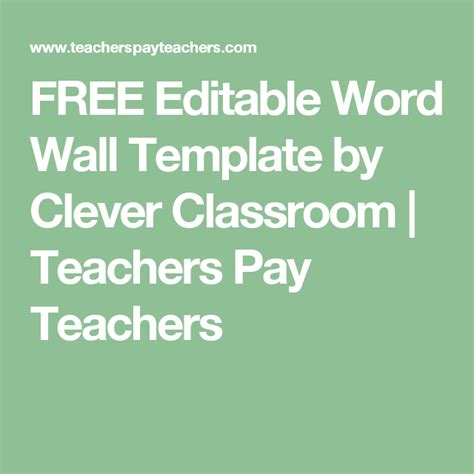 FREE Editable Word Wall Template by Clever Classroom | Teachers Pay Teachers | Word wall ...