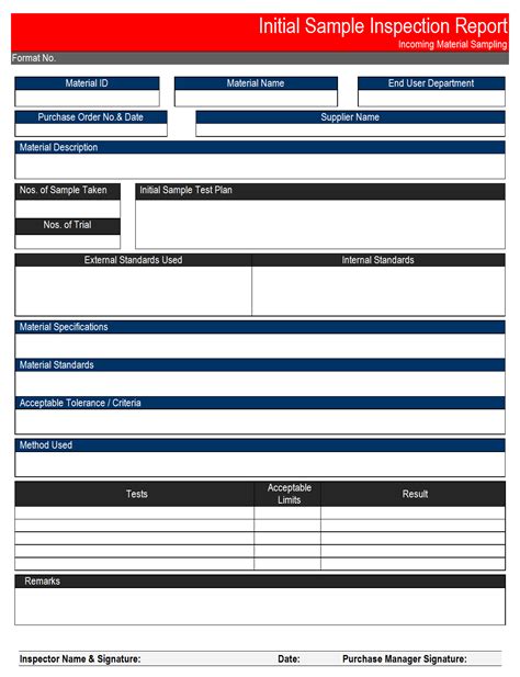 Initial Sample Inspection Report