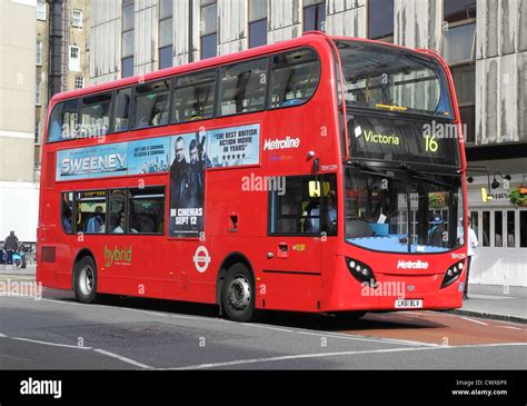 A double decker red London Bus powered by Hybrid electric technology ...