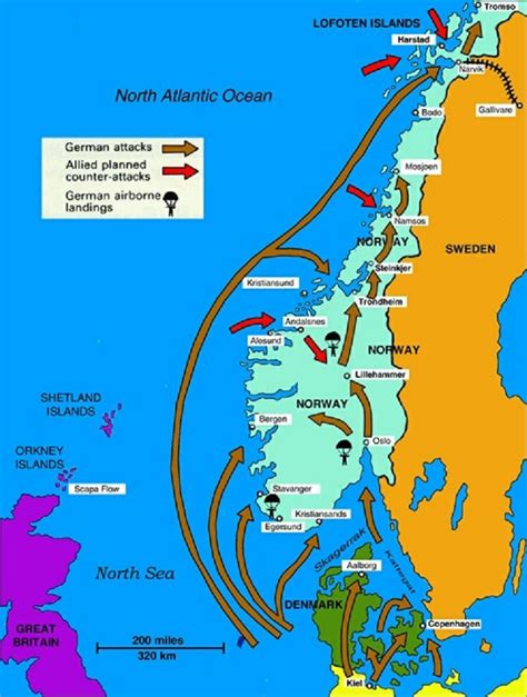 German Invasion of Denmark and Norway | Campaign Maps of WW II | Pinterest