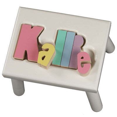 White Kallie Puzzle Step Stool | Personalized puzzles, Kids wooden ...