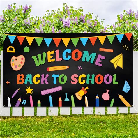 Buy KMUYSL Welcome Back to School Banner - Extra Large Fabric 79" X 40" - First Day of School ...