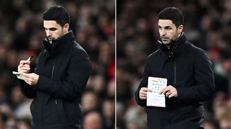 Mikel Arteta accidentally exposed his Arsenal tactics sheet to TV cameras against West Ham ...