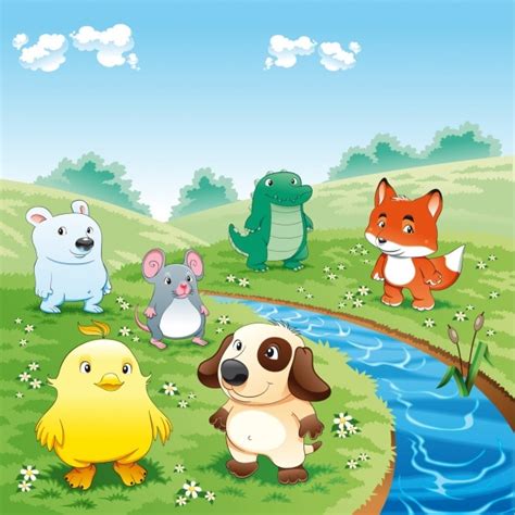 Animals at the meadow Vector | Free Download