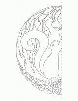 Squirrel Primitive Rug Hooking  Coloring Nation sketch template