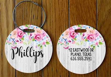 Personalized Luggage Bag Tag Floral Luggage Tag Suitcase Tag | Etsy