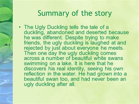 The Ugly Duckling Summary Pdf - slidesharetrick