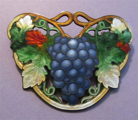 Art Nouveau Cloisonne Grapes Brooch Sterling Silver Enamel Pin Circa 1910 | Art nouveau, Deco ...