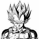 Vegeta Coloring Super Pages Saiyan Dragon Ball Lineart Blue Ssj  sketch template