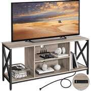 SmileMart Modern TV Stand for 60-Inch TV with with 4-AC Power Outlet, Gray | RTBShopper