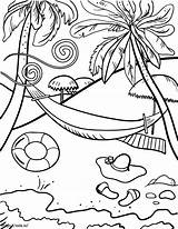 Summer Vacation With A Hammock coloring Page sketch template