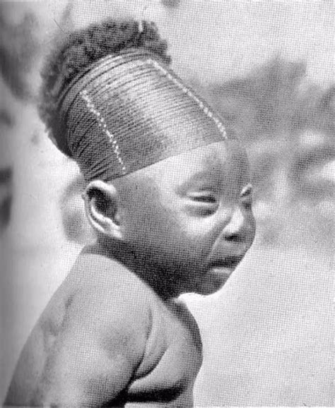 An elongated head was an ideal of beauty among the Mangbetu people ...