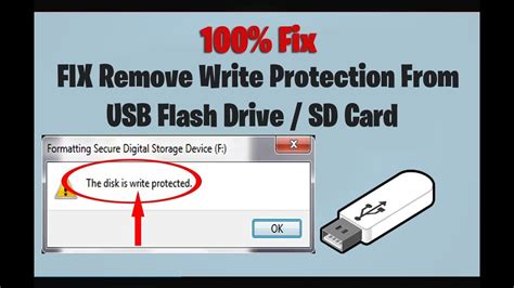 FIX Remove Write Protection From USB Flash Drive / SD Card - YouTube