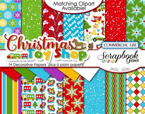 CHRISTMAS TOY SHOP Clipart & Papers Kit 32 Png Clipart Files - Etsy