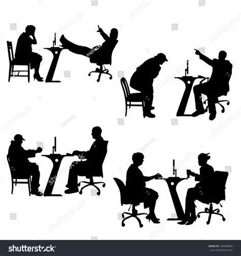 Vector Silhouettes People Office On White Stock Vector (Royalty Free) 198386693 | Shutterstock