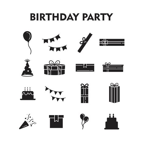 Set Of Birthday Party Icon. Birthday Party icon or Logo symbol Silhouette vector 13980768 Vector ...