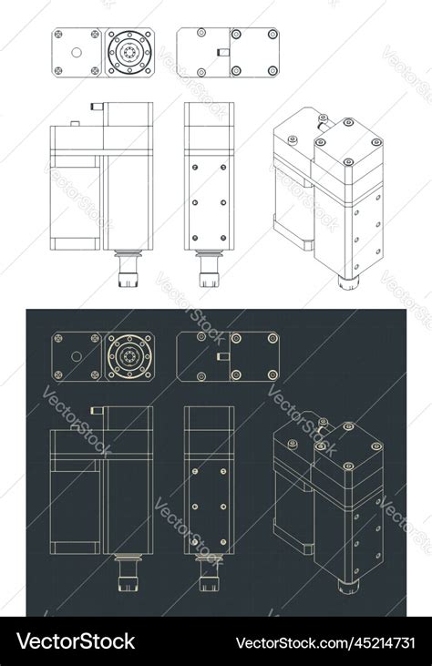 Cnc router head blueprints Royalty Free Vector Image