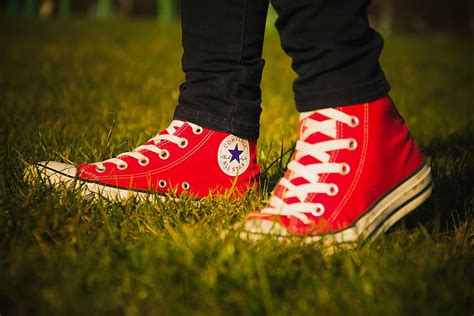 HD wallpaper: pair of red Converse All-Star high-top sneakers, all star ...