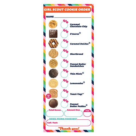 ABC Cookie Order Form Printable Download Girl Scout Inspired 3 UP - Etsy