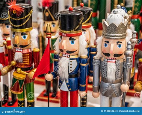 Colorful Nutcracker Figures at a Traditional Christmas Market for Holiday Decoration Stock Photo ...