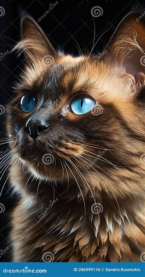 Siamese cat with blue eyes stock photo. Image of closeup - 286999116