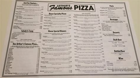 Arthur's Famous Pizza menu in Bridgeport, Connecticut, USA