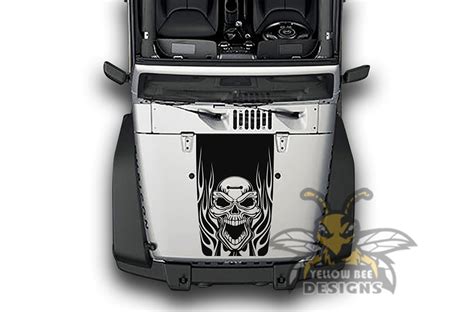 Fire Skull JK 2016 Wrangler Hood Decals Stickers Compatible with Jeep