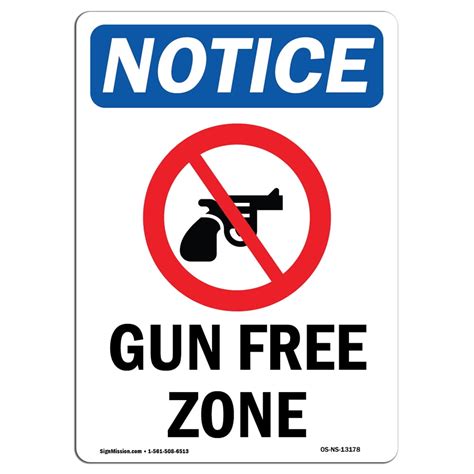 OSHA Notice - Gun Free Zone Sign With Symbol | Heavy Duty Sign or Label ...