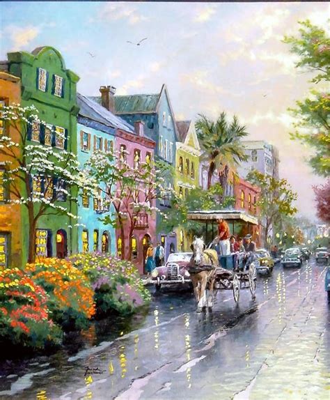 Charleston, Sunset on Rainbow Row ~ Thomas Kinkade Thomas Kinkade Art ...