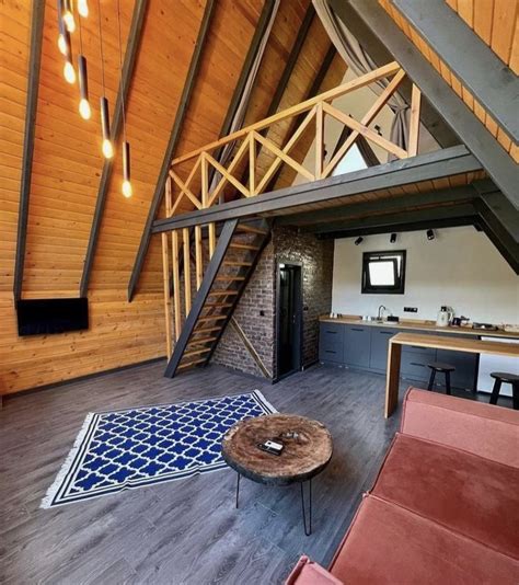 Cozy A-Frame Cabin with Open Loft and Wooden Walls