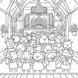 Premium Photo  A coloring page Of choir With Animals Singing sketch template