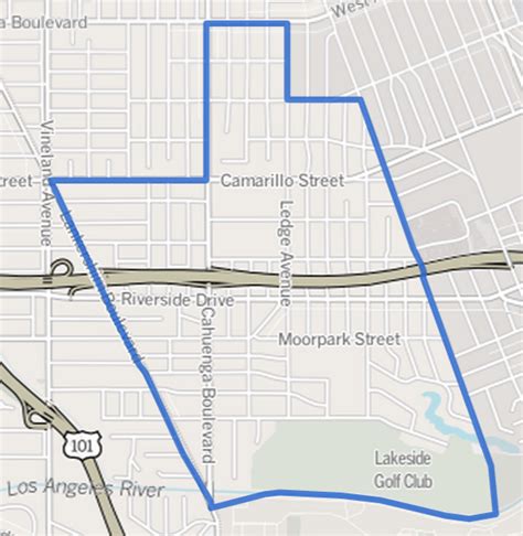 Image: Map of Toluca Lake district, Los Angeles, California