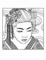 Geisha Coloring Pages Japan Adults Tattoo Tatouage Japanese Adult Color  sketch template