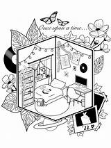 Coloring Page Of A Cozy Little Room  Etsy sketch template