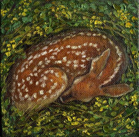 Doe oil painting Fallow deer art original Mini Paintings Small | Etsy