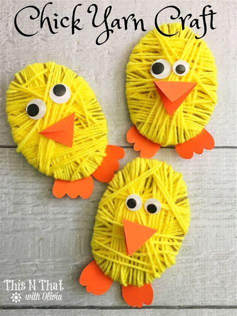 Chick Yarn Craft for Easter | ThisNThatwithOlivia.com