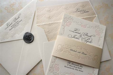 floral letterpress wedding invitations elegant | OneWed.com