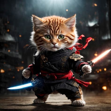 Premium AI Image | The Adventurous Quest of a Playful Ninja Cat