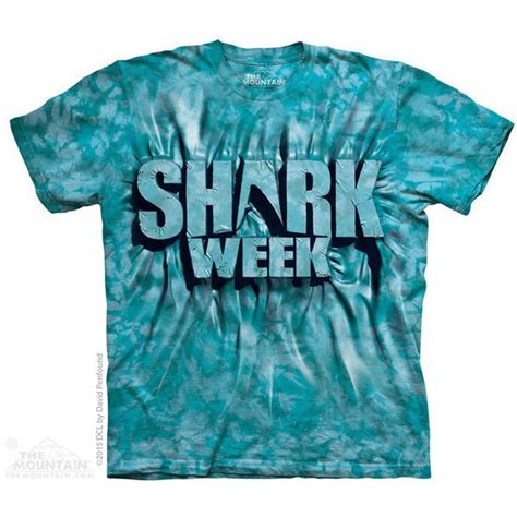 The Mountain Aqua Shark Week T-Shirt ($50) liked on Polyvore featuring tops, t-shirts, tee-shirt ...
