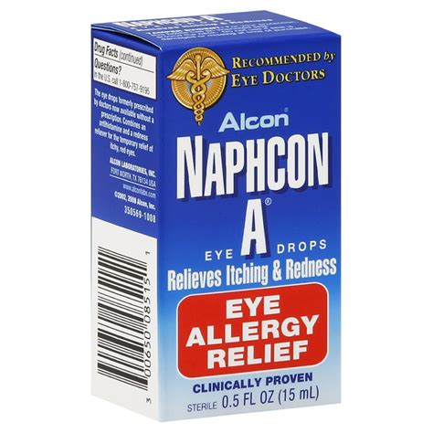 Alcon Naphcon A Eye Drops, Eye Allergy Relief, 0.5 fl oz (15 ml)