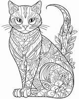 Zentangle Cat Coloring Pages sketch template