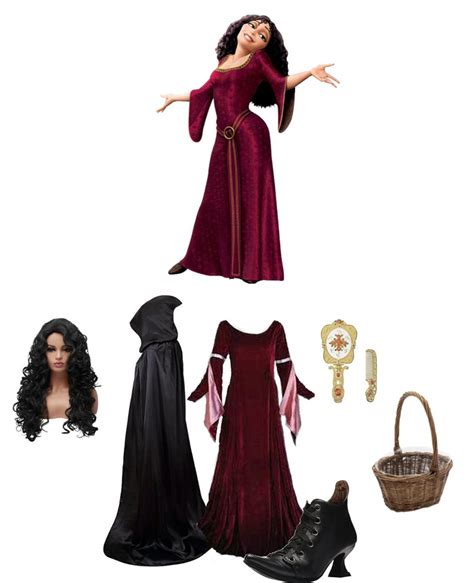 2023 Christmas Halloween Rapunzel Mother Gothel Cosplay Costume Red ...