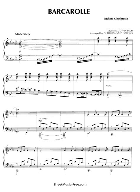 Barcarolle Sheet Music Richard Clayderman - ♪ SHEETMUSIC-FREE.COM